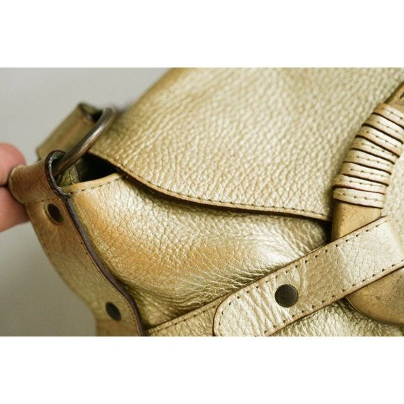 Tod's Vintage Y2K Leather Gold Tone  Oval Large Buckle Shoulder Bag - Picture 2 of 11